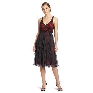 NEW Sue Wong Beaded Ruffle Cocktail Dress Size 4